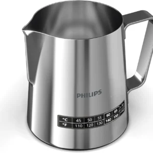 Philips Temperature Perfection Milk Jug - Integrated Temperature Indicator, Smooth Microfoam, Stainless Steel, 450ml Capacity, Perfect for Latte Art, Espresso Accessory (CA8012/10) view 1