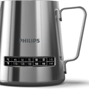 Philips Temperature Perfection Milk Jug - Integrated Temperature Indicator, Smooth Microfoam, Stainless Steel, 450ml Capacity, Perfect for Latte Art, Espresso Accessory (CA8012/10) view 3