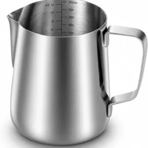 rattleware 12 oz Latte Art Pitcher, Stainless Steel, 07000 | Classic steaming pitcher view 1