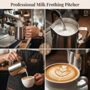 rattleware 12 oz Latte Art Pitcher, Stainless Steel, 07000 | Classic steaming pitcher view 3