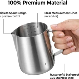 rattleware 12 oz Latte Art Pitcher, Stainless Steel, 07000 | Classic steaming pitcher view 4