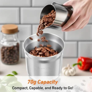 Secura Electric Coffee Grinder and Spice Grinder with 2 Stainless Steel Blades Removable Bowls view 5