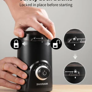 SHARDOR Electric Coffee Grinder, 70g Large Capacity Spice Grinder with Visual Timing Knob for Precise Grind, Quiet Coffee Bean Grinder for Espresso, French Press, Herbs and Grains, Black view 2