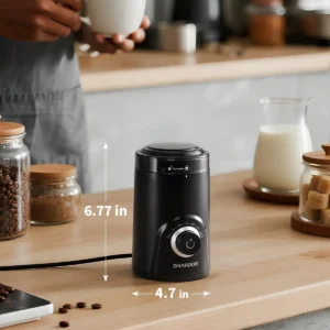 SHARDOR Electric Coffee Grinder, 70g Large Capacity Spice Grinder with Visual Timing Knob for Precise Grind, Quiet Coffee Bean Grinder for Espresso, French Press, Herbs and Grains, Black view 6