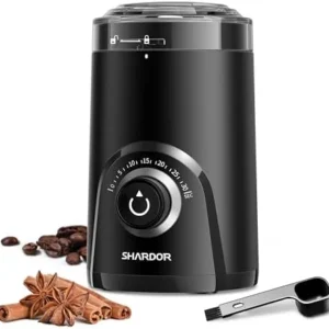 SHARDOR Electric Coffee Grinder, 70g Large Capacity Spice Grinder with Visual Timing Knob for Precise Grind, Quiet Coffee Bean Grinder for Espresso, French Press, Herbs and Grains, Black