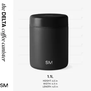 Simple Modern Delta Coffee Canister | Airtight Vacuum Seal with Auto-Reseal Technology | Ceramic Lined Stainless Steel Container for Coffee Grounds, Beans, Tea | 1.1L, Midnight Black view 5