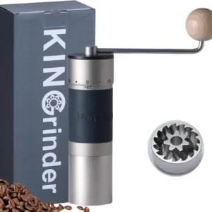 【Sliver】KINGrinder K6 Manual Coffee Grinder Straight Handle Stainless Burr | Supports grind settings for various brewing methods such as pour-over and espresso view 1
