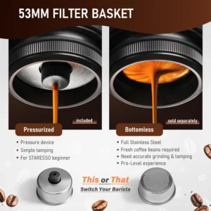 STARESSO PLUS SP300 Manual Espresso Machine, Portable Coffee Maker | Compatible Ground Coffee with Pressurized Filter, Espresso Maker for Home Travel Camping Office, Non-Electric view 4