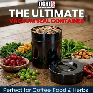 Tightpac Kilovac Airtight Coffee Container – Multi-Use Vacuum Container for Coffee Bean Storage, Grounds & Bulk Dry Goods – 2.5 lbs / 40 oz / 3.8L, Wide-Mouth, Patented Vacuum Seal, Black view 2