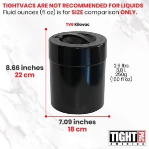 Tightpac Kilovac Airtight Coffee Container – Multi-Use Vacuum Container for Coffee Bean Storage, Grounds & Bulk Dry Goods – 2.5 lbs / 40 oz / 3.8L, Wide-Mouth, Patented Vacuum Seal, Black view 7