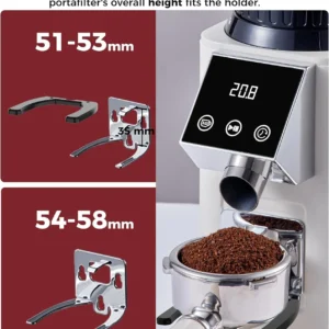 Tuni G1 Conical Burr Coffee Grinder, 48 Grind Settings Anti-static Burr Mill, Precision Electronic Timer and LED Touchscreen for Espresso/Drip/Cold Brew/French Press, Stainless Steel, Ivory