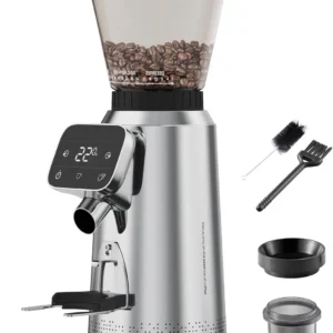 Tuni G2 Conical Burr Coffee Grinder, 70 Grind Settings Anti-static Burr Mill, Precision Electronic Timer and LED Touchscreen for Espresso/Drip/Cold Brew/French Press, Stainless Steel view 1