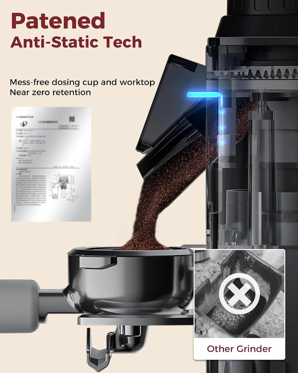 Tuni G2 grinding directly into a portafilter