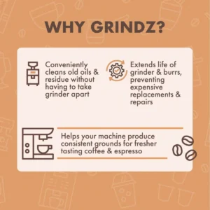 Urnex Grindz Professional Coffee Grinder Cleaning Tablets - 430 Grams - All Natural Food Safe Gluten Free - Cleans Burr and Casing - Help Extend Life of Your Grinder view 2