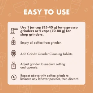 Urnex Grindz Professional Coffee Grinder Cleaning Tablets - 430 Grams - All Natural Food Safe Gluten Free - Cleans Burr and Casing - Help Extend Life of Your Grinder view 5