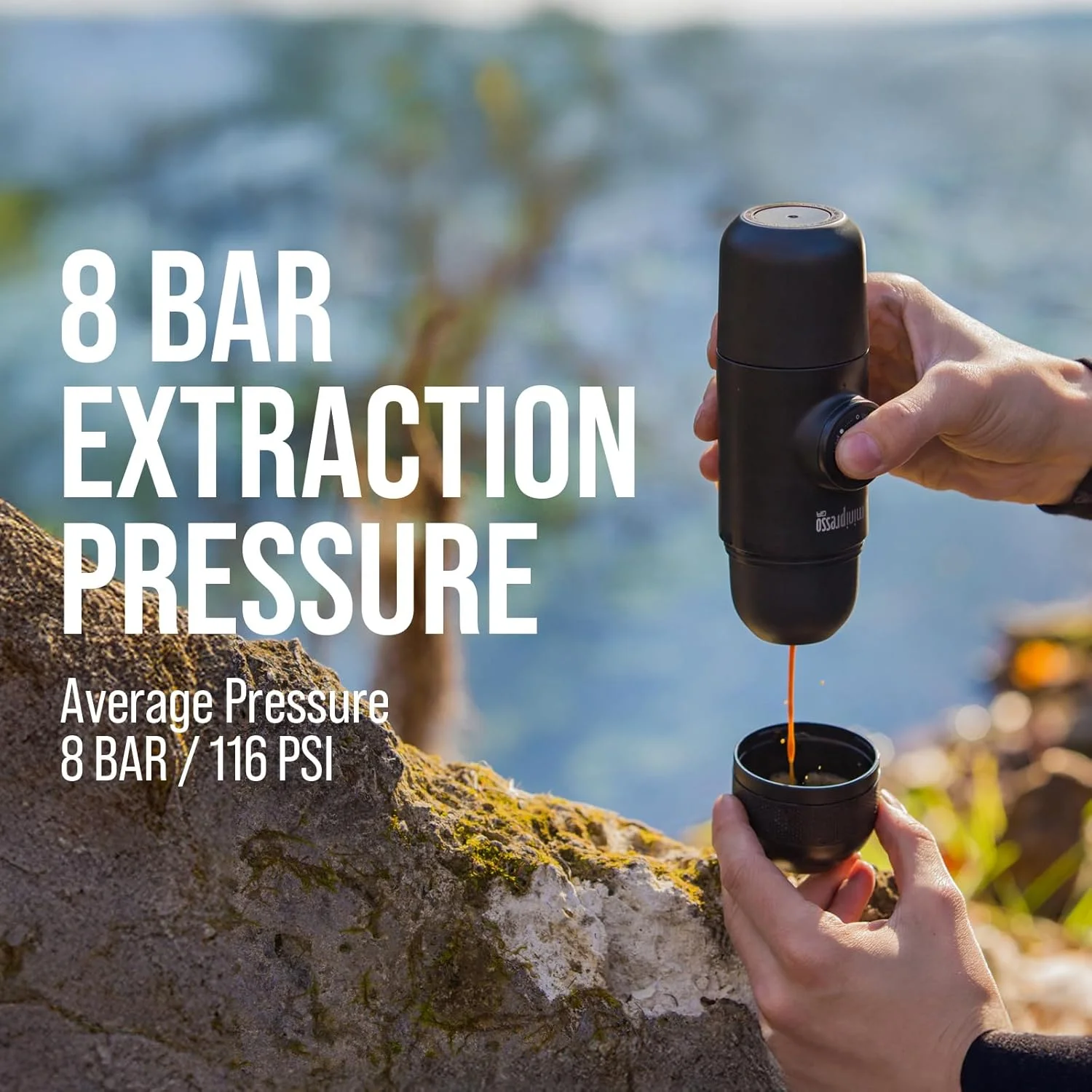 Portable espresso set in a backpack