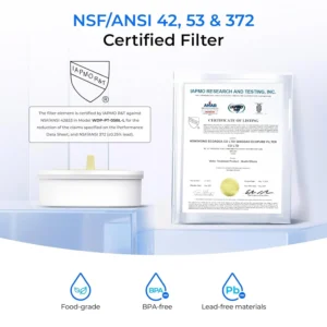 Waterdrop PT-72BL Glass Water Filter Pitcher, 7-Cup, Eco-Friendly, NSF/ANSI 53, 42 & 372 Certified Filter, Reduces PFOA/PFOS, Chlorine, Cadmium, Copper & Mercury, BPA-Free, Easy to Clean, Black view 5