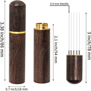 Zolunu Espresso Coffee Stirrer 5 Needles 0.4mm Espresso Distribution Tools, Natural Wood Handle and Stand (Walnut) view 2