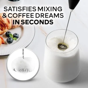 Zulay Kitchen Powerful Milk Frother Wand With Duracell Batteries - Ultra Fast Handheld Drink Mixer - Electric Whisk Foam Maker for Coffee, Lattes, Cappuccino & Matcha - Z1 Motor - Black view 2