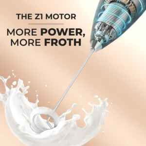 Zulay Kitchen Powerful Milk Frother Wand With Duracell Batteries - Ultra Fast Handheld Drink Mixer - Electric Whisk Foam Maker for Coffee, Lattes, Cappuccino & Matcha - Z1 Motor - Black view 3