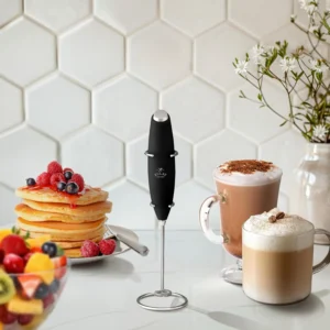 Zulay Kitchen Powerful Milk Frother Wand With Duracell Batteries - Ultra Fast Handheld Drink Mixer - Electric Whisk Foam Maker for Coffee, Lattes, Cappuccino & Matcha - Z1 Motor - Black view 6