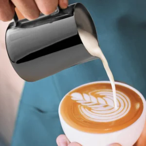 Zulay Milk Frother Cup 350ml/600ml/950ml (12oz/20oz/32oz) - Stainless Steel Frothing Pitcher With Laser-Welded Handle & Precise Measurement Markings - Black - 12oz view 2