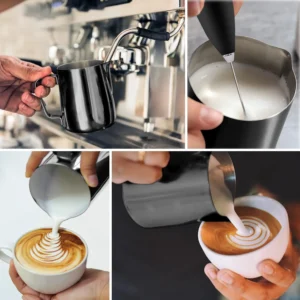 Zulay Milk Frother Cup 350ml/600ml/950ml (12oz/20oz/32oz) - Stainless Steel Frothing Pitcher With Laser-Welded Handle & Precise Measurement Markings - Black - 12oz view 5